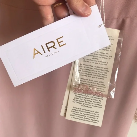$865 Aire Barcelona Evening Maxi Dress/Gown Lace Nude Size US8